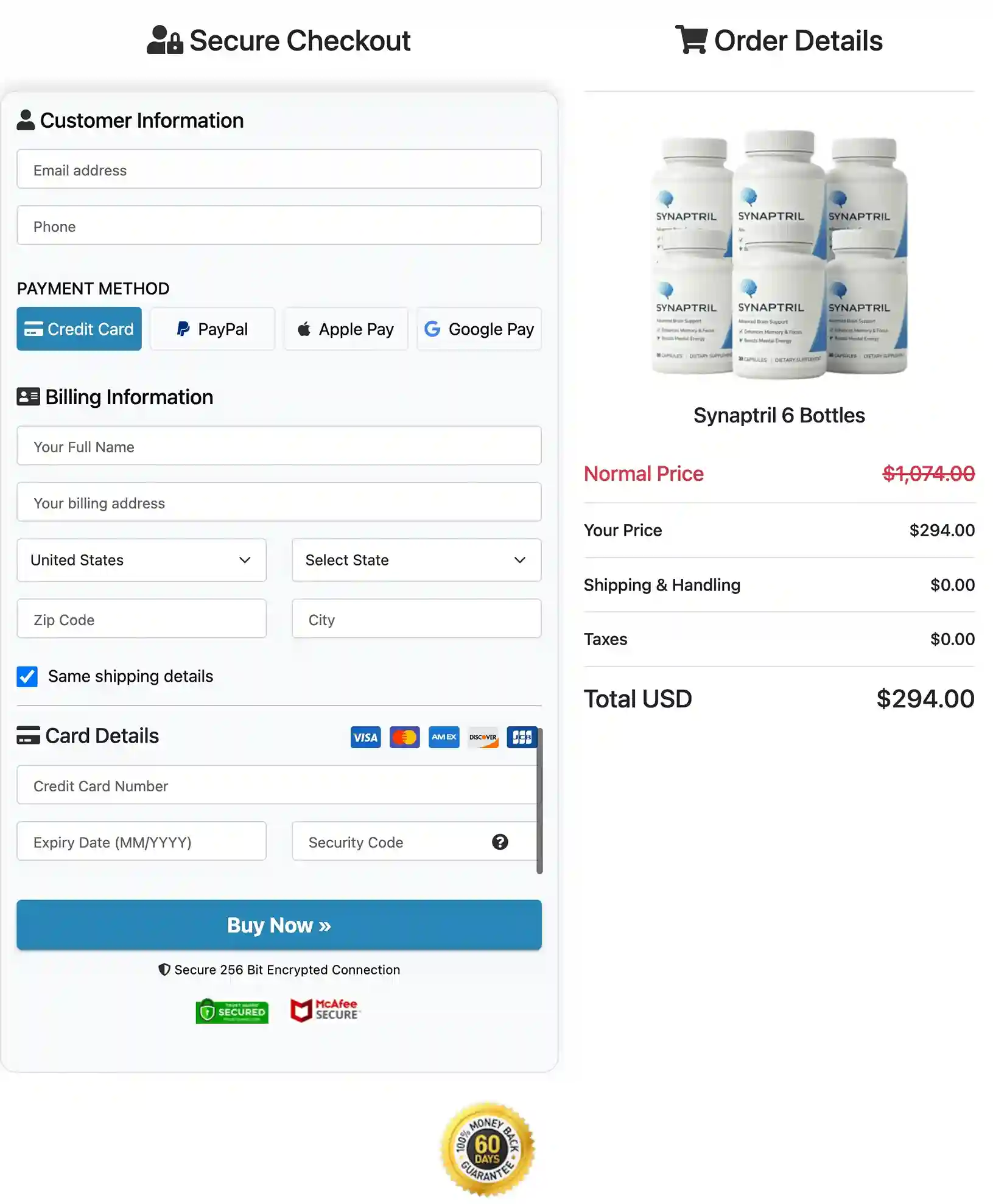 Synaptril Secure Payment via BuyGoods - All Major Cards Accepted